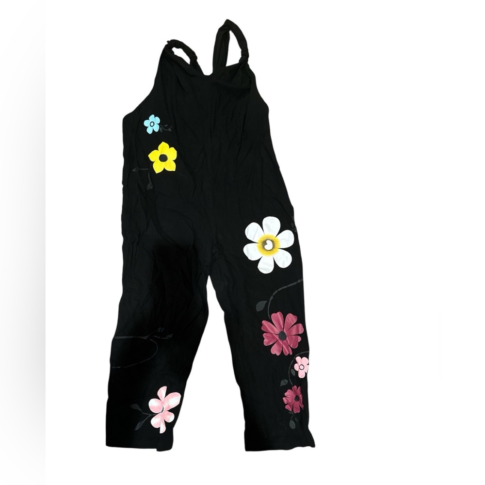 Danhjin Women's 3X Baggy Wide Leg Floral Printed Suspender Jumpsuit